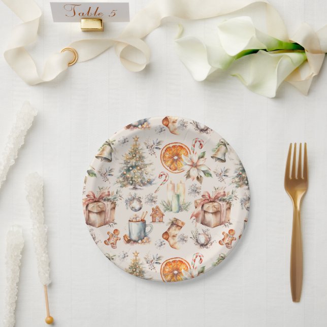 Christmas Mix Elements Paper Plate (Wedding)
