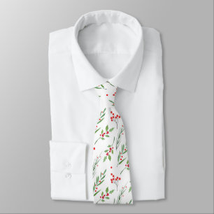 Christmas Mixed Botanical Pattern Neck Tie