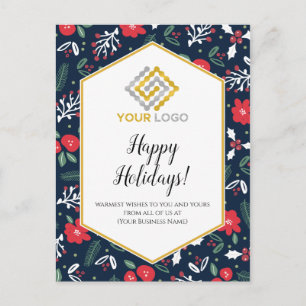 Christmas Mod Flowers Logo Business Postcard