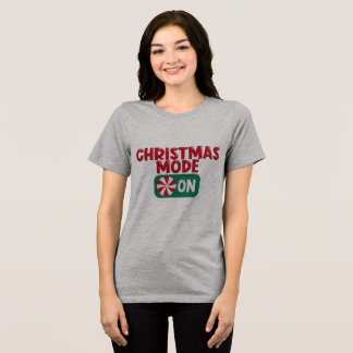 Christmas Mode On Button Funny Gamer Holiday Tri-Blend Shirt