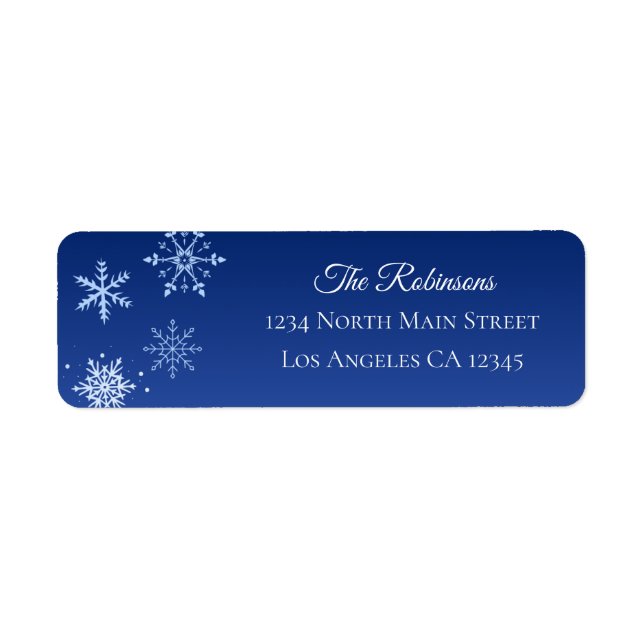 Christmas Modern Blue Snowflake Address Return Address Label (Front)