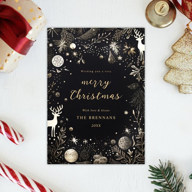 Christmas Modern Elegant Black Festive Holiday Card (Christmas Modern Elegant Black Festive Holiday Card)