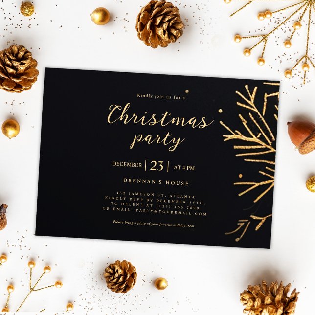 Christmas Modern Elegant Gold Holiday Party Invitation (Christmas Modern Elegant Gold Holiday Party Invitation)