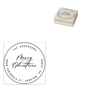 Christmas modern elegant minimal script unique rubber stamp