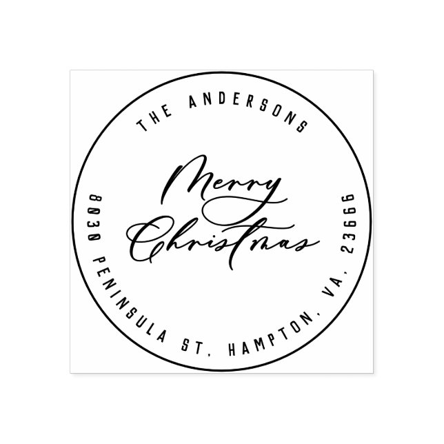 Christmas modern elegant minimal script unique rubber stamp (Imprint)