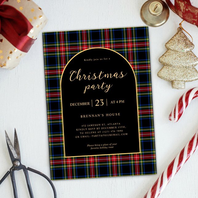 Christmas Modern Elegant Tartan Holiday Party Invitation (Christmas Modern Elegant Tartan Holiday Party Invitation)