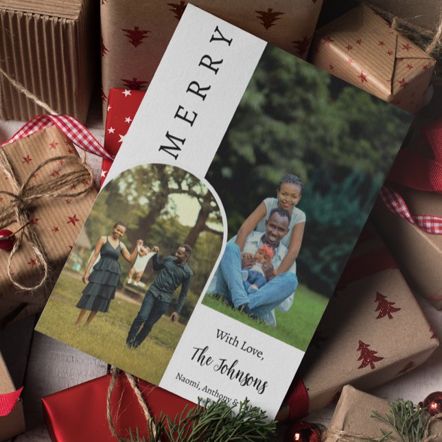 Christmas Modern Merry Photo Personalised  Card (Creator Uploaded)