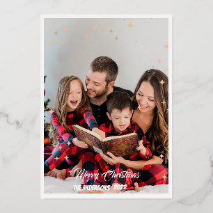 Christmas modern minimal photo script star card