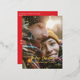 Christmas modern minimal photo star  foil holiday 