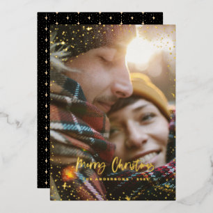 Christmas modern minimal photo star  foil holiday card