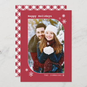 Christmas Modern Minimalist Burgundy Photo Card