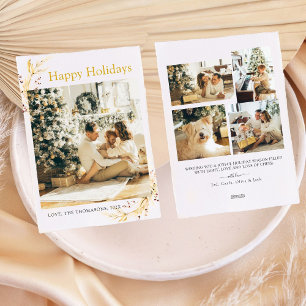 Christmas Modern Minimalist Gold Family Photo Holiday Card