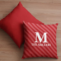 Christmas Modern Monogram Cute Red Striped Festive