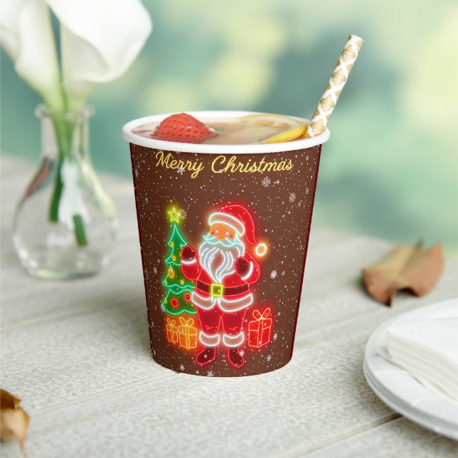 Christmas Modern Neon Holiday Collection Paper Cups (Insitu)