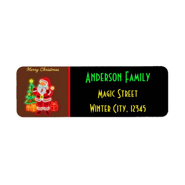Christmas Modern Neon Holiday Collection Return Address Label (Front)