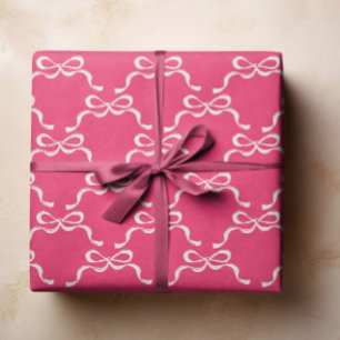 Christmas Modern Pink Holiday Bows Wrapping Paper Sheet