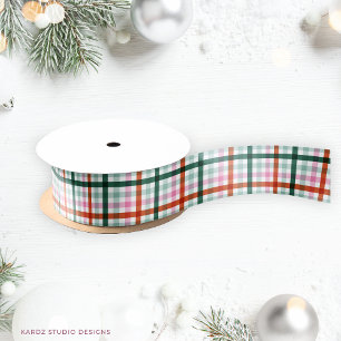 Christmas Modern Plaid Satin Ribbon
