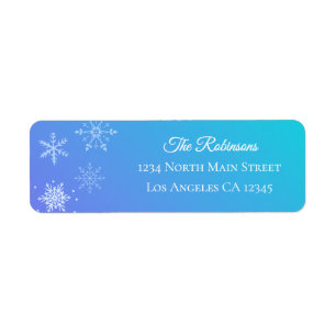 Christmas Modern Purple Blue Snowflake Address Return Address Label