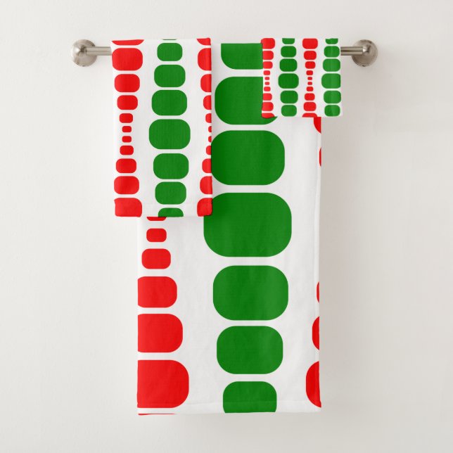Christmas Modern Rectangles  Bath Towel Set (Insitu)