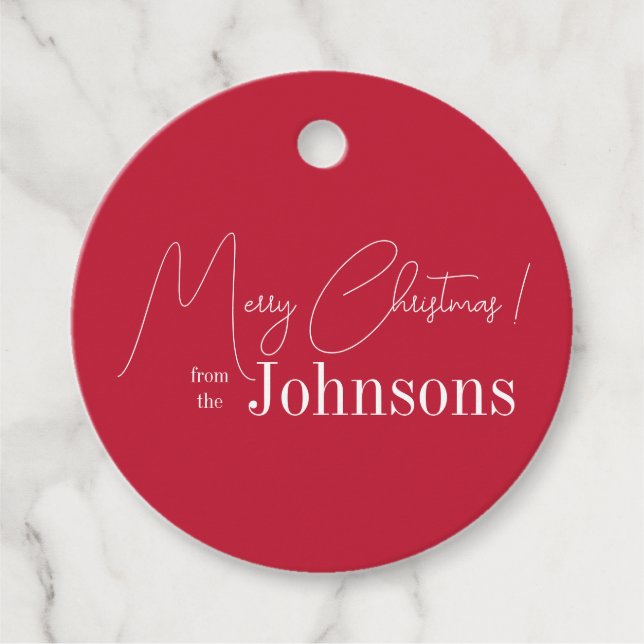 Christmas Modern Red Family Favour Tags (Front)