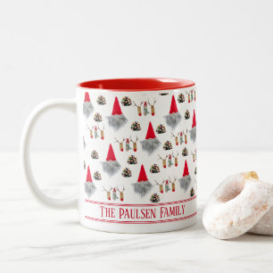 Christmas modern red gnome family two-tone mug 