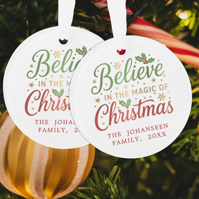 Christmas Modern Script Red and Green Typography Ornament (Creator Uploaded)
