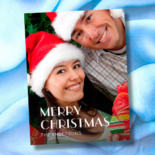 Christmas Modern Typography Photo 2 Side Design Holiday Postcard