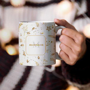 Christmas Modern Winter Holiday Gold Arch Monogram Coffee Mug