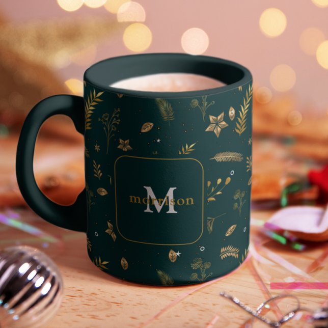Christmas Modern Winter Holiday Gold Arch Monogram Mug (Creator Uploaded)
