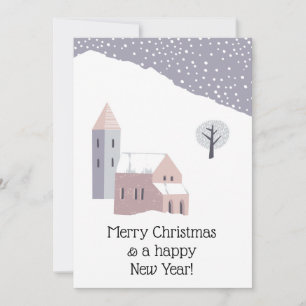 Christmas Modern Winter Snow Dusty Lilac Holiday Card