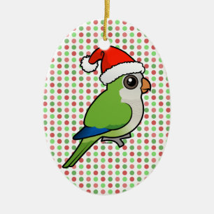Christmas Monk Parakeet Ceramic Tree Decoration