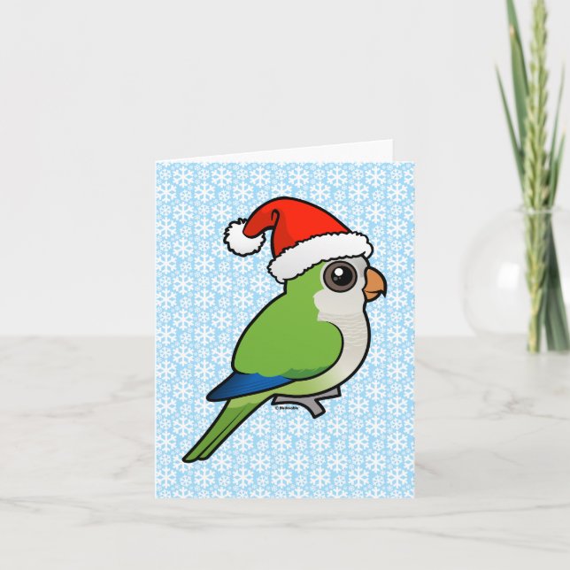 Christmas Monk Parakeet Holiday Card (Front)