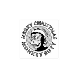 Christmas Monkey Butt Wood Art Stamp