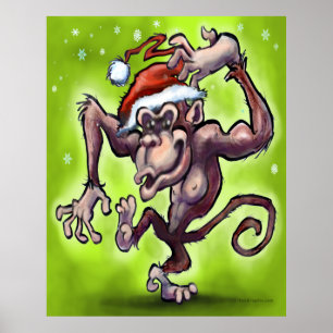 Christmas Monkey Poster