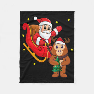 Christmas Monkey Santa Riding Funny Monkey Pajama  Fleece Blanket