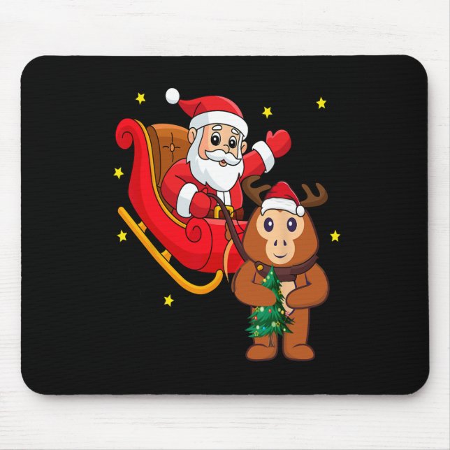 Christmas Monkey Santa Riding Funny Monkey Pajama  Mouse Pad (Front)