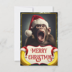 Christmas Monkey Thank You Card