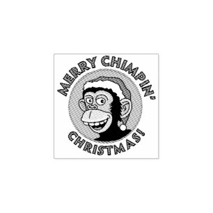 Christmas Monkey Wood Art Stamp