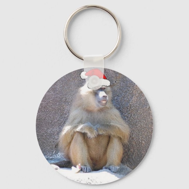 Christmas Monkeys and Baboons Key Ring (Front)