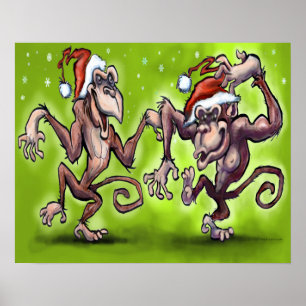 Christmas Monkeys Poster