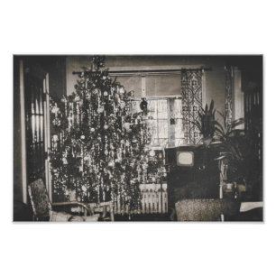 Christmas Monochrome Vintage Holiday Decorations Photo Print