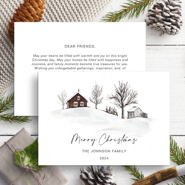 Christmas Monochrome Winter Landscape Non Photo Holiday Card (Creator Uploaded)