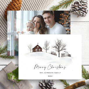 Christmas Monochrome Winter Landscape Photo Card