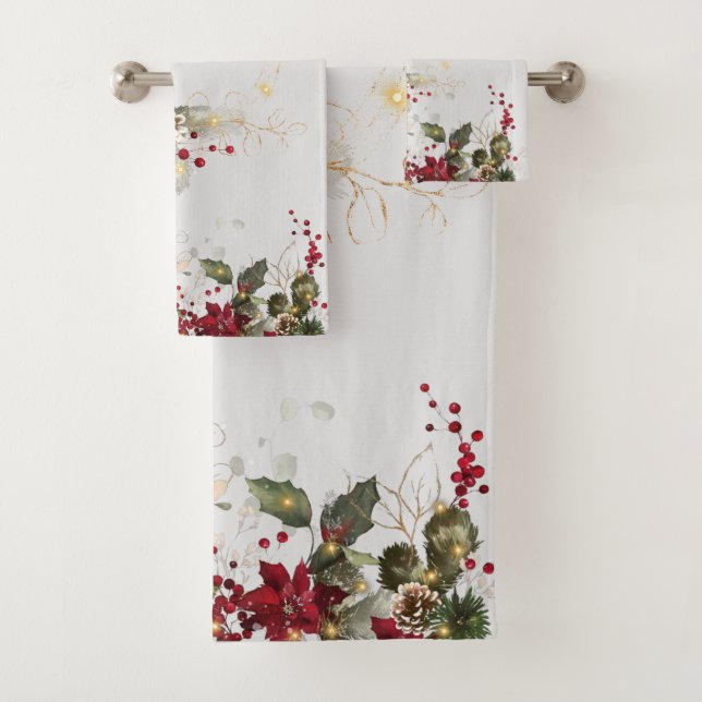 Christmas Monogram Bathroom Towel Set (Insitu)