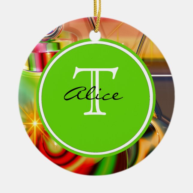 Christmas Monogram Ceramic Tree Decoration (Front)