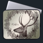 Christmas Monogram Floral Reindeer Golden Winter Laptop Sleeve<br><div class="desc">Christmas Monogram Floral Reindeer Golden Winter laptop sleeve. Unique,  beautiful,  stylish design. Easy to be personalized. Font style,  size and colors can be changed. Matching items are available.</div>