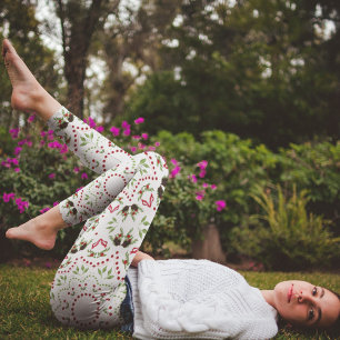 Christmas Monogram Greenery Foliage Holly Berries  Leggings
