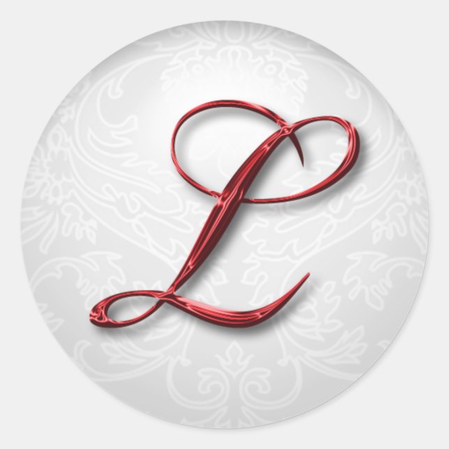 Christmas Monogram L Classic Round Sticker (Front)