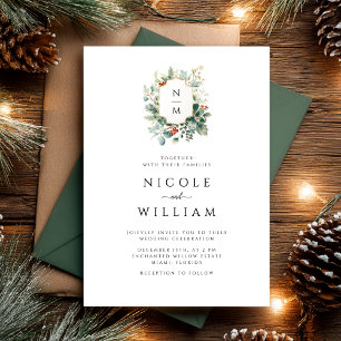 Christmas Monogram Wedding Invitation