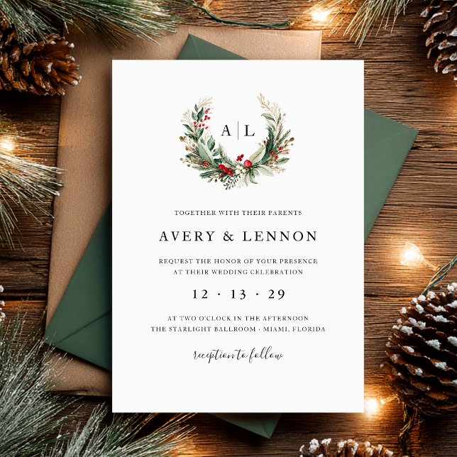 Christmas Monogram Wedding  Invitation (Creator Uploaded)
